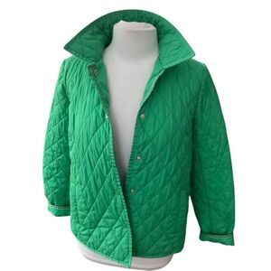 Talbots Kelly Green Quilted Barn Coat, S. Preppy Spring